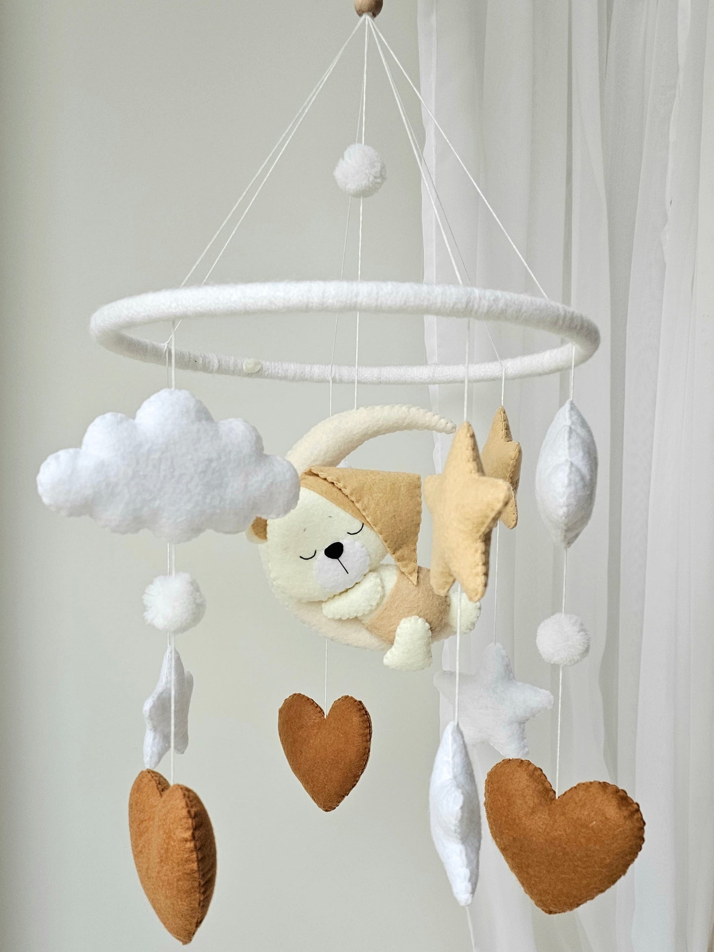 Baby Mobile Herz Bärchen beige