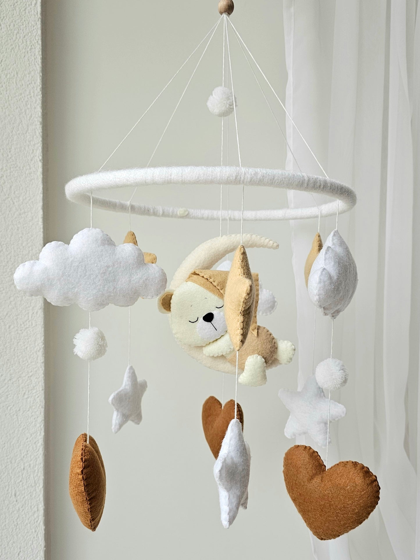 Baby Mobile Herz Bärchen beige