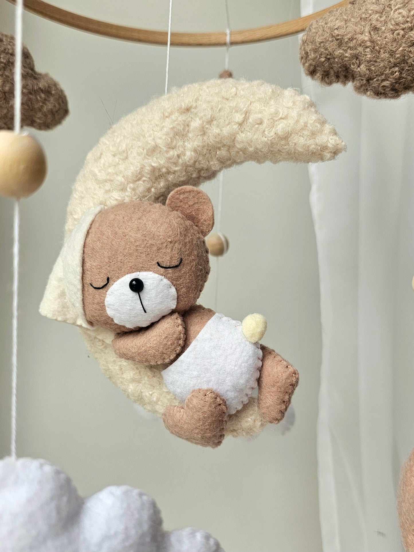 Baby Mobile Pouffy Bärchen beige/hellbraun Mini