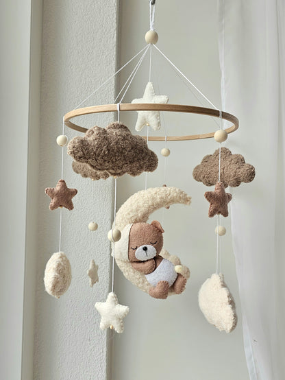 Baby Mobile Pouffy Bärchen beige/hellbraun
