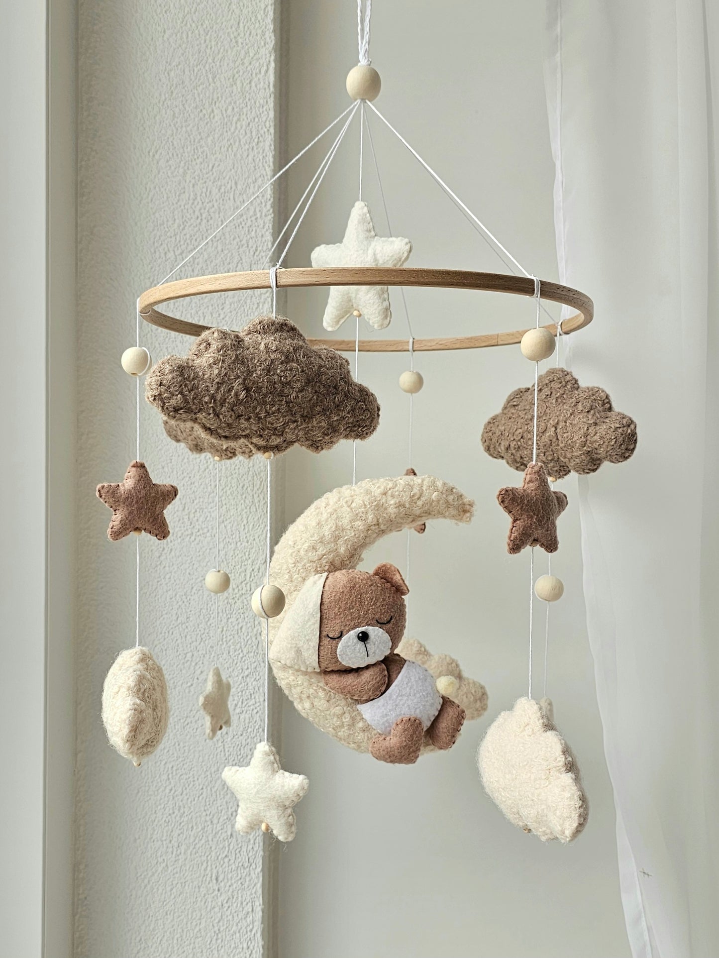 Baby Mobile Pouffy Bärchen beige/hellbraun