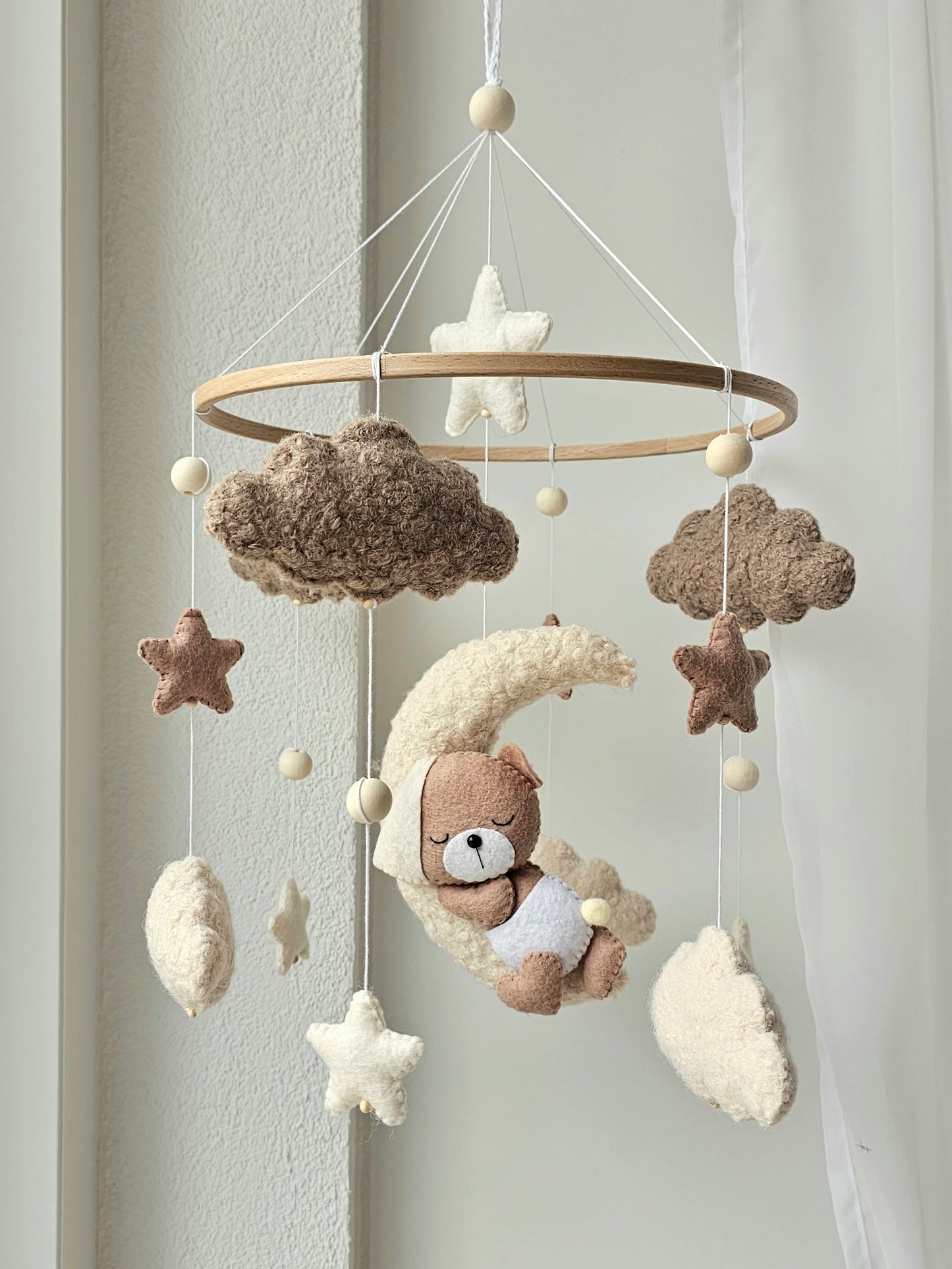 Baby Mobile Pouffy Bärchen beige/hellbraun