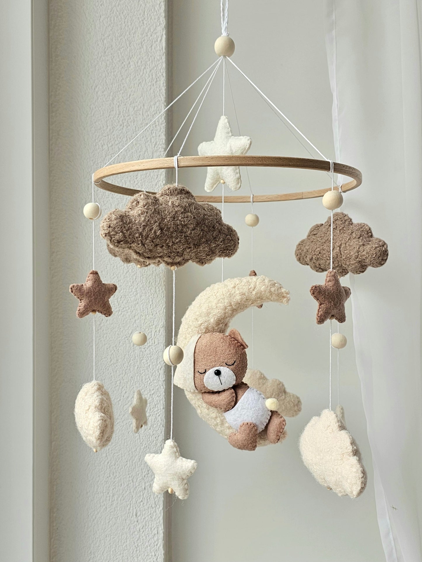 Baby Mobile Pouffy Bärchen beige/hellbraun