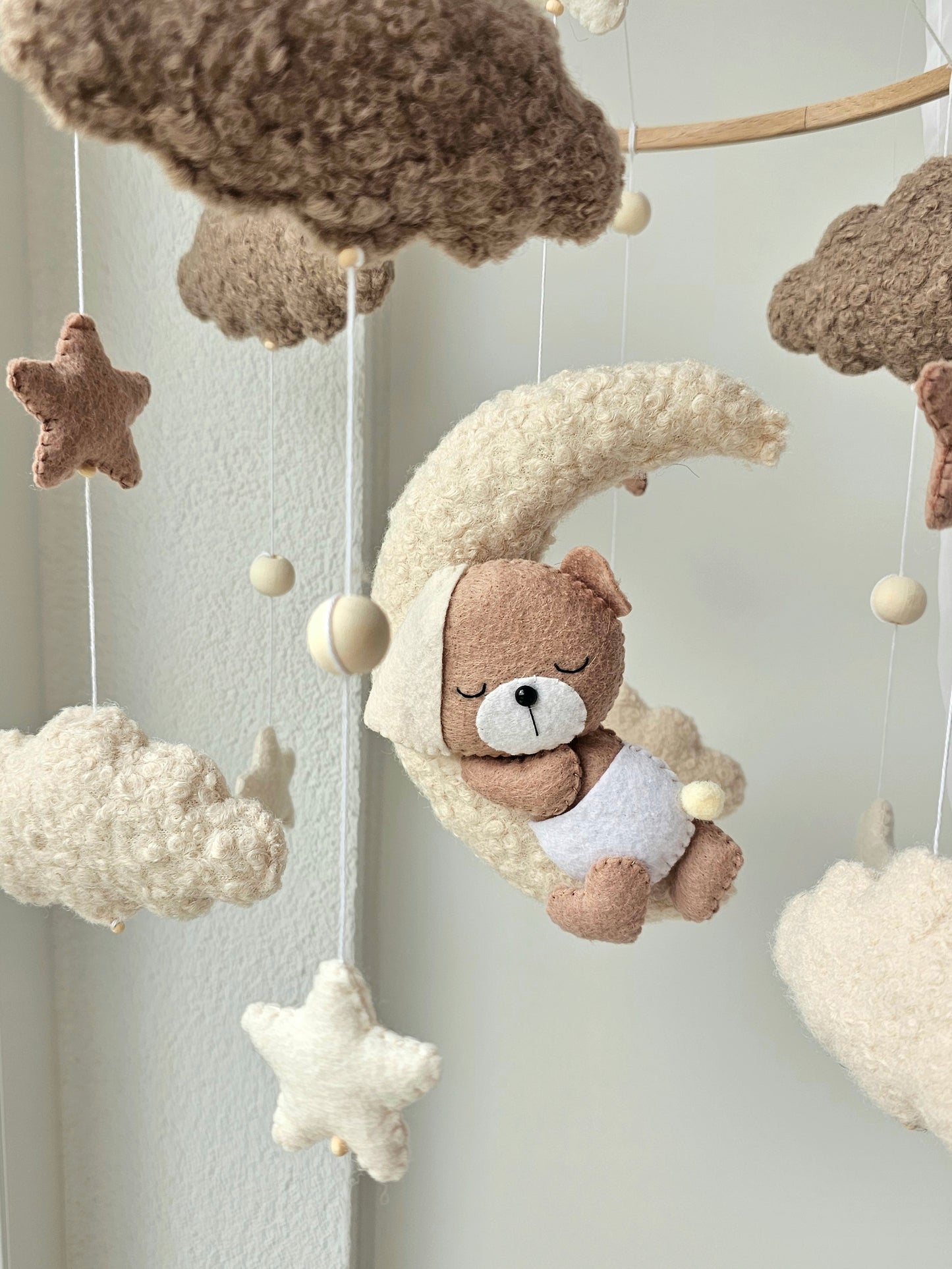 Baby Mobile Pouffy Bärchen beige/hellbraun