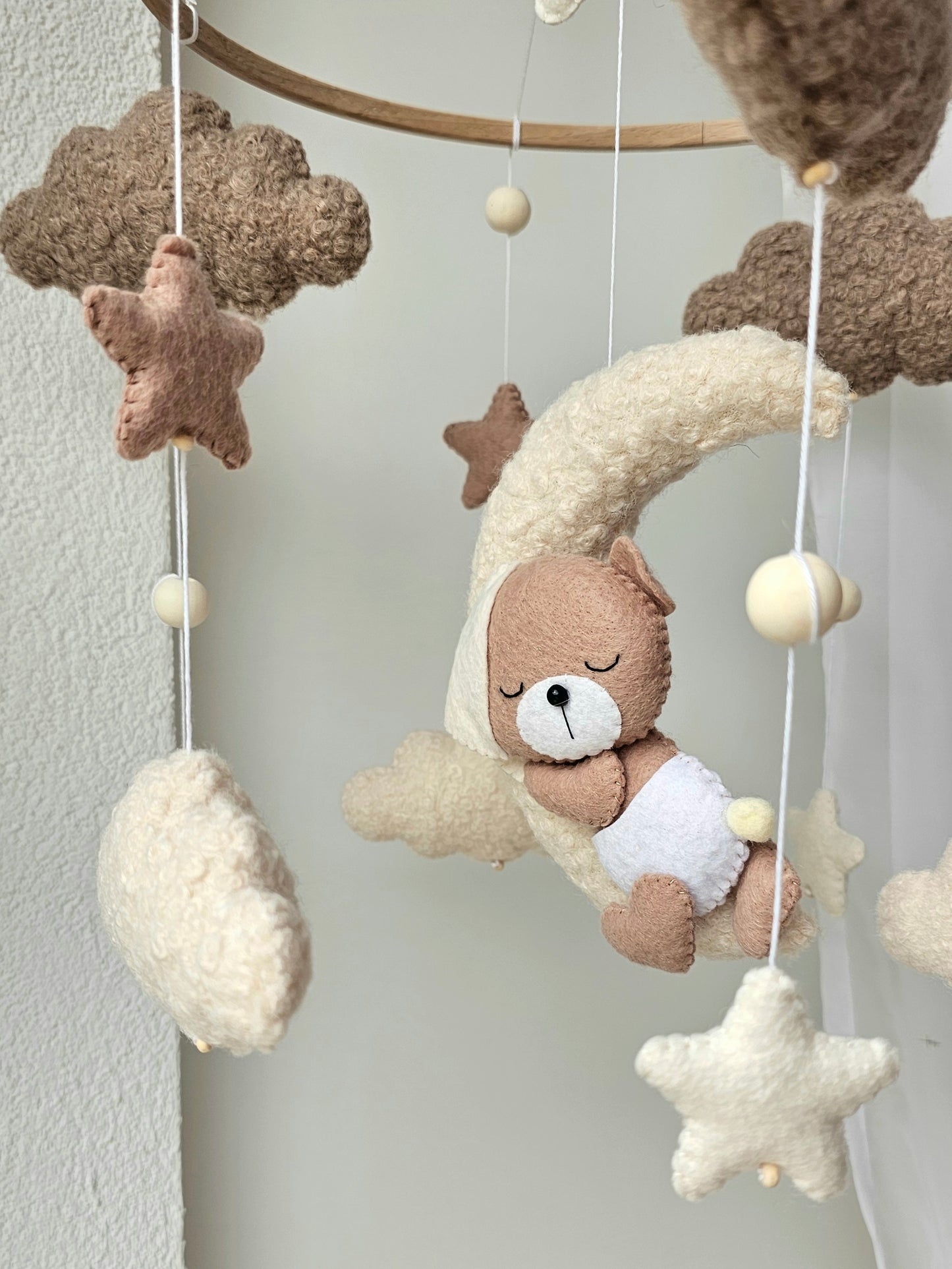 Baby Mobile Pouffy Bärchen beige/hellbraun