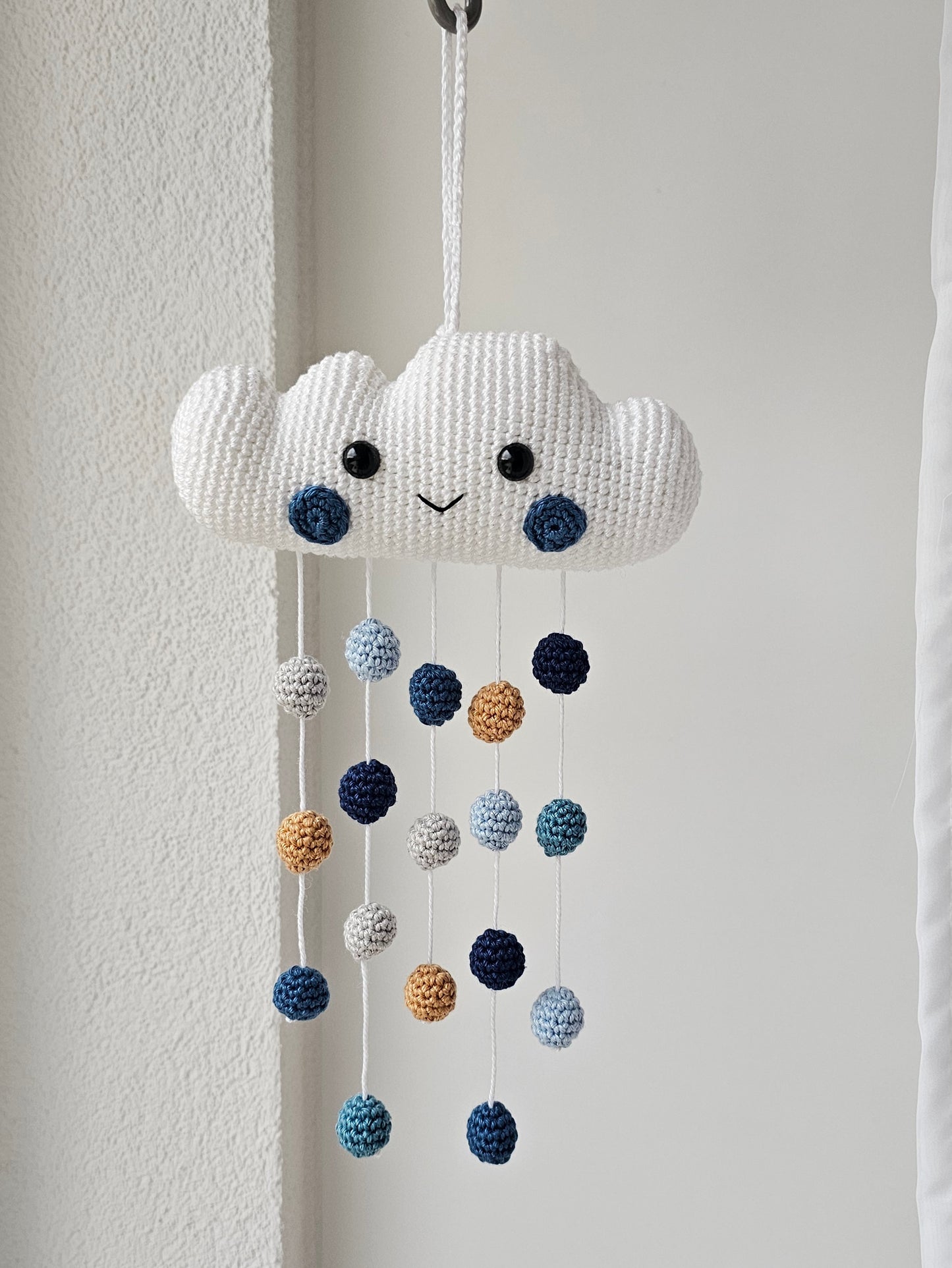 Baby Mobile Häkelwolke blau