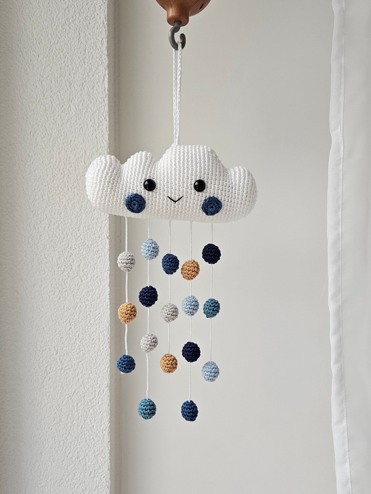 Baby Mobile Häkelwolke blau