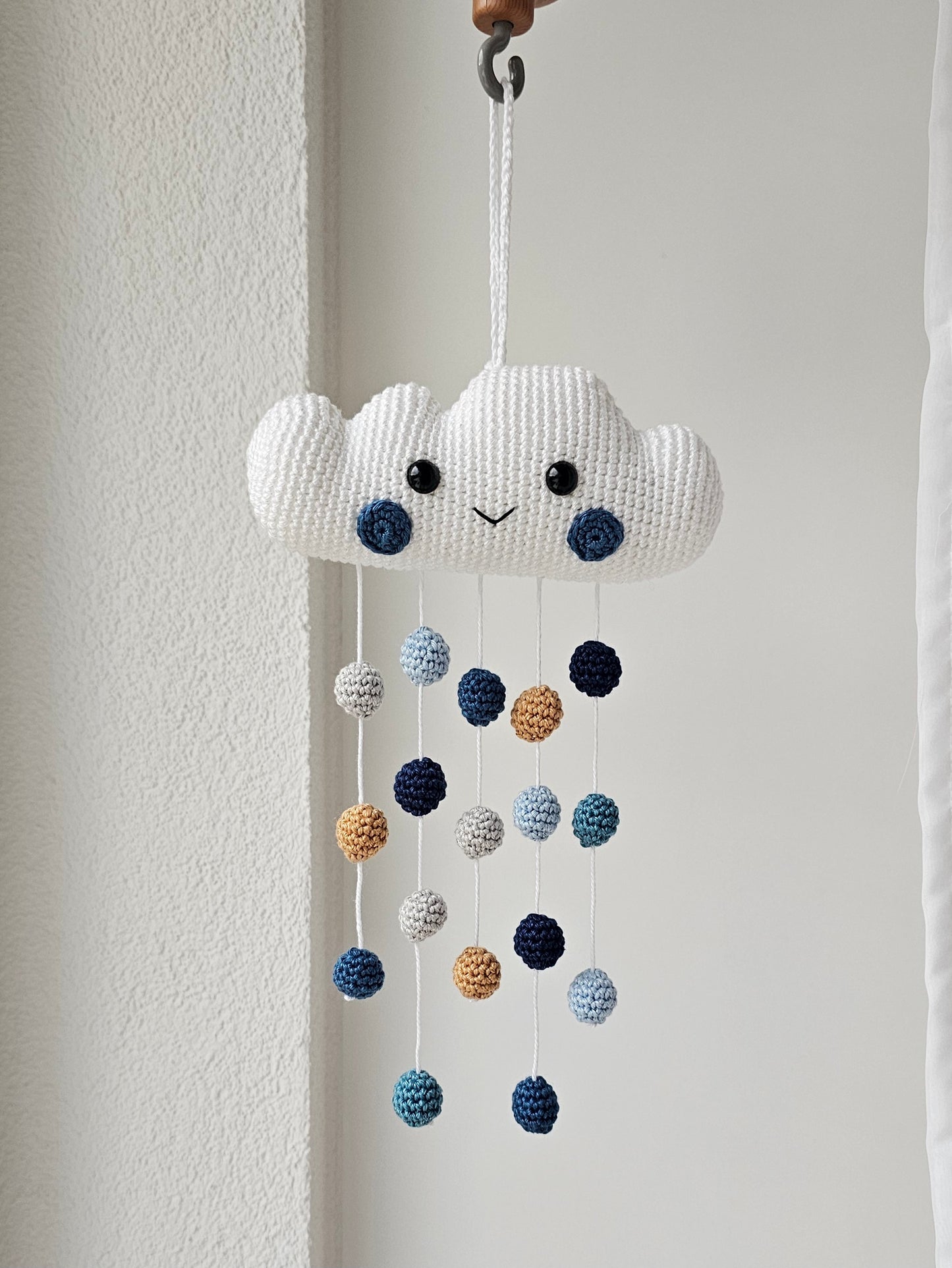 Baby Mobile Häkelwolke blau