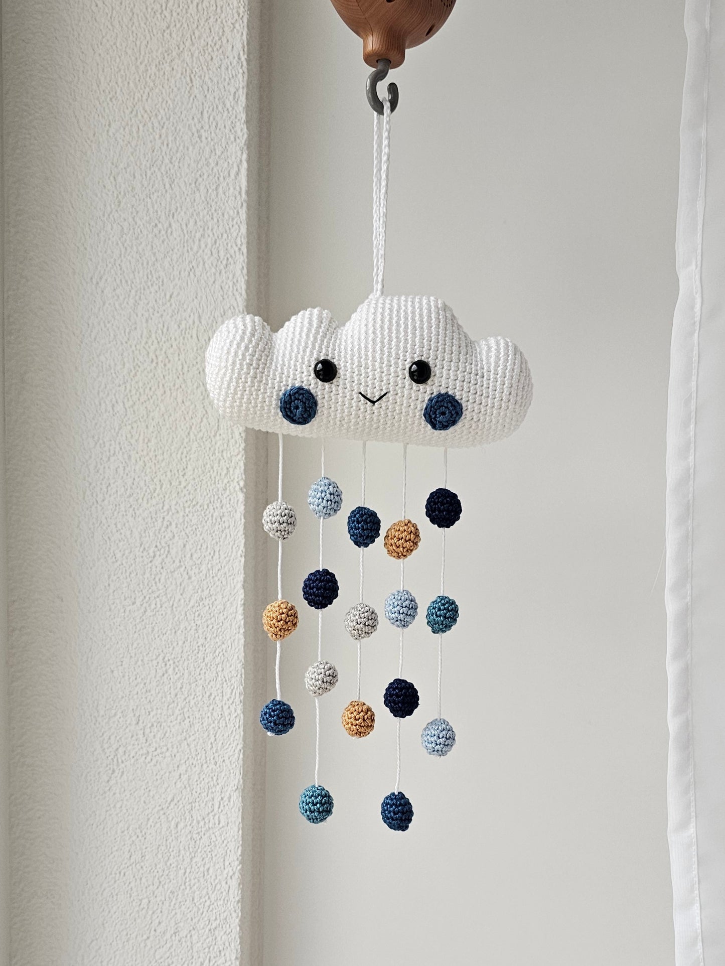Baby Mobile Häkelwolke blau