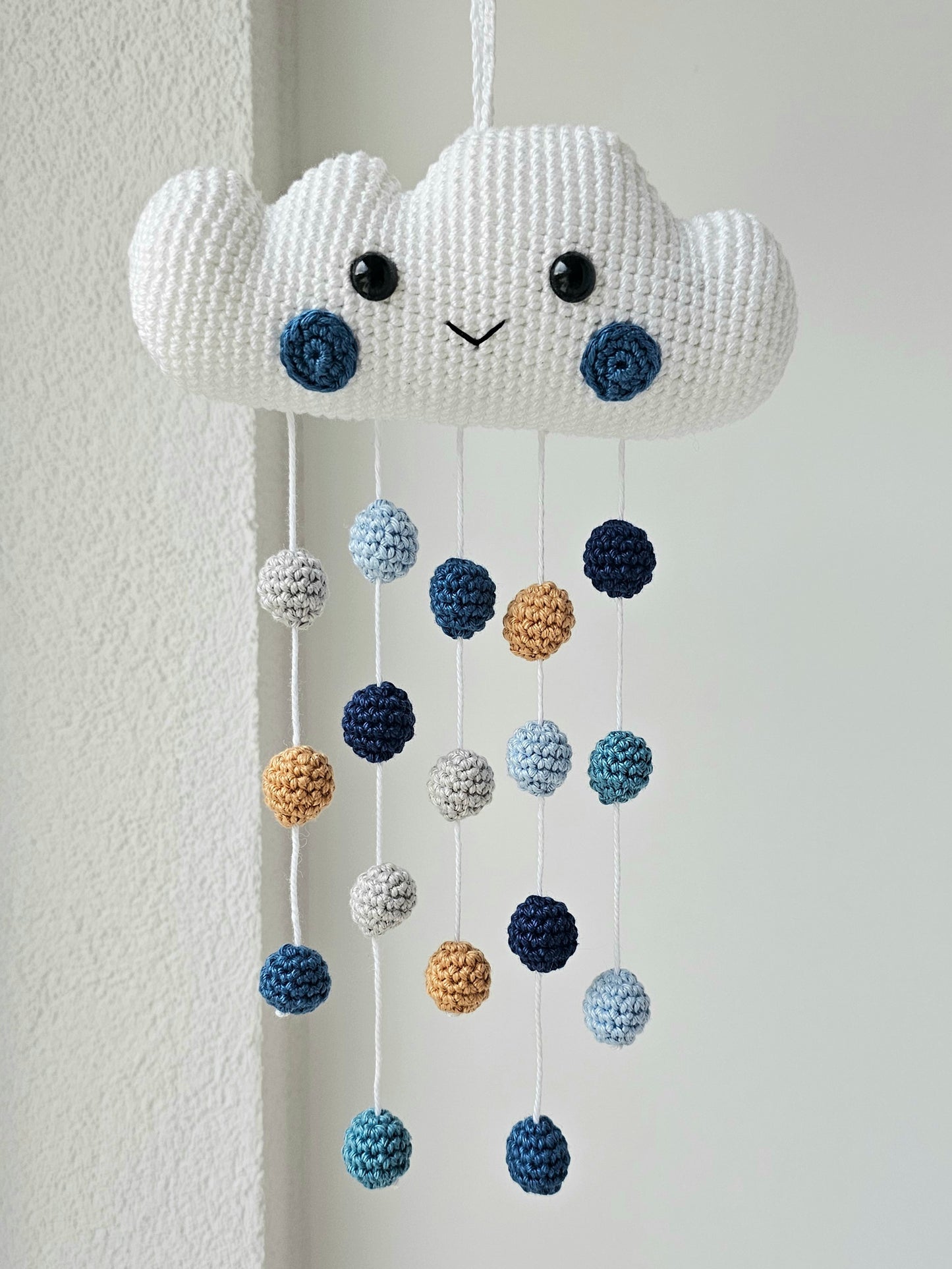 Baby Mobile Häkelwolke blau