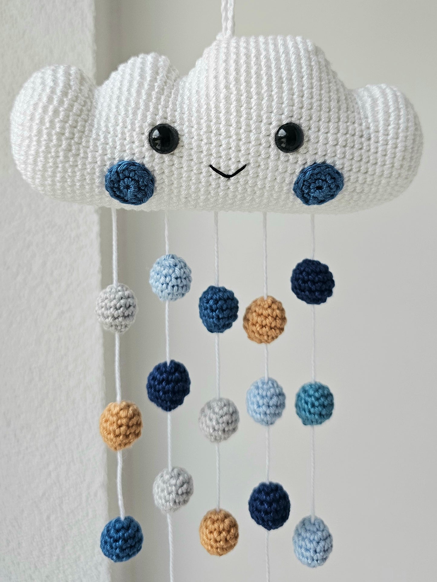 Baby Mobile Häkelwolke blau