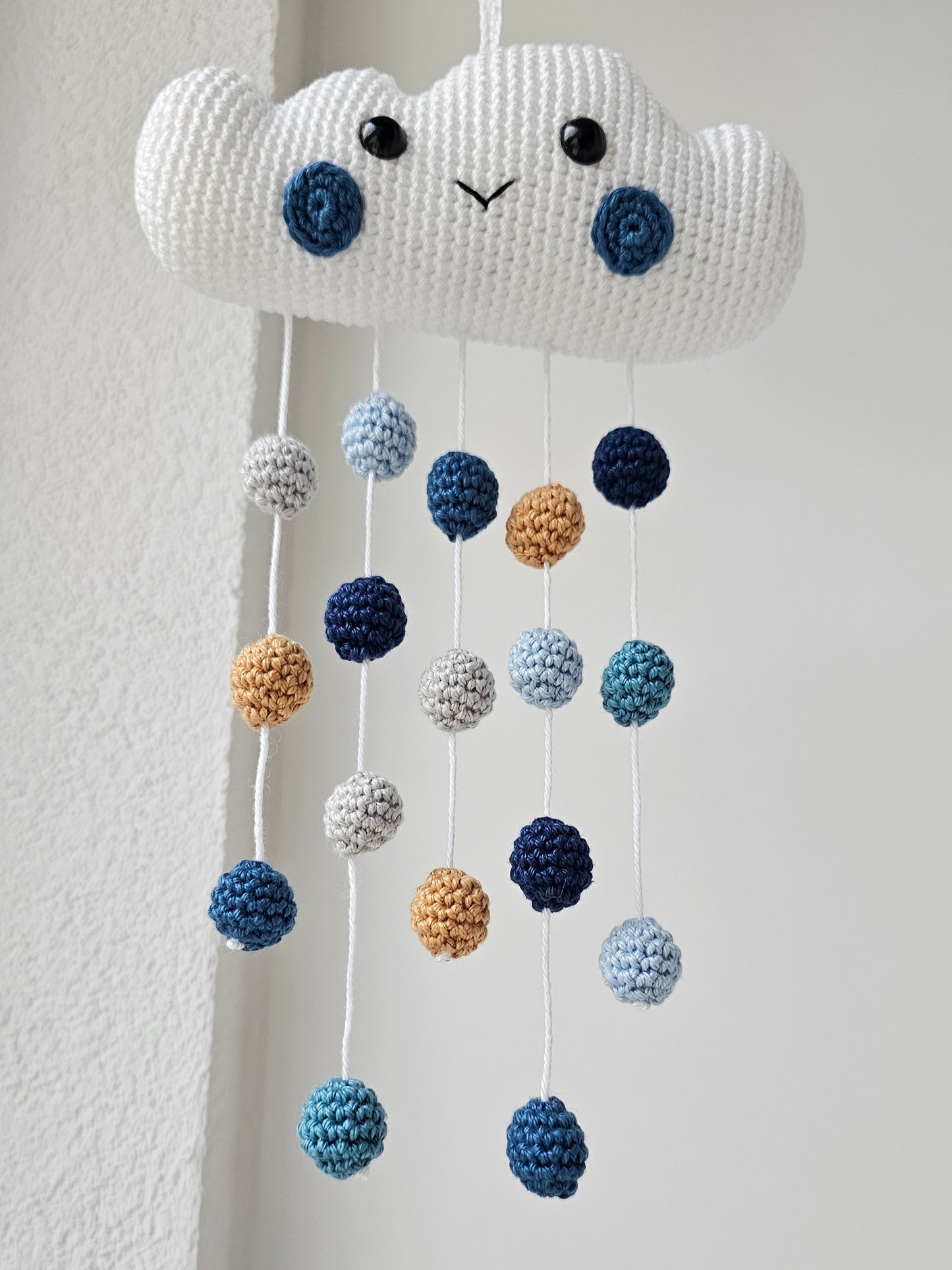 Baby Mobile Häkelwolke blau