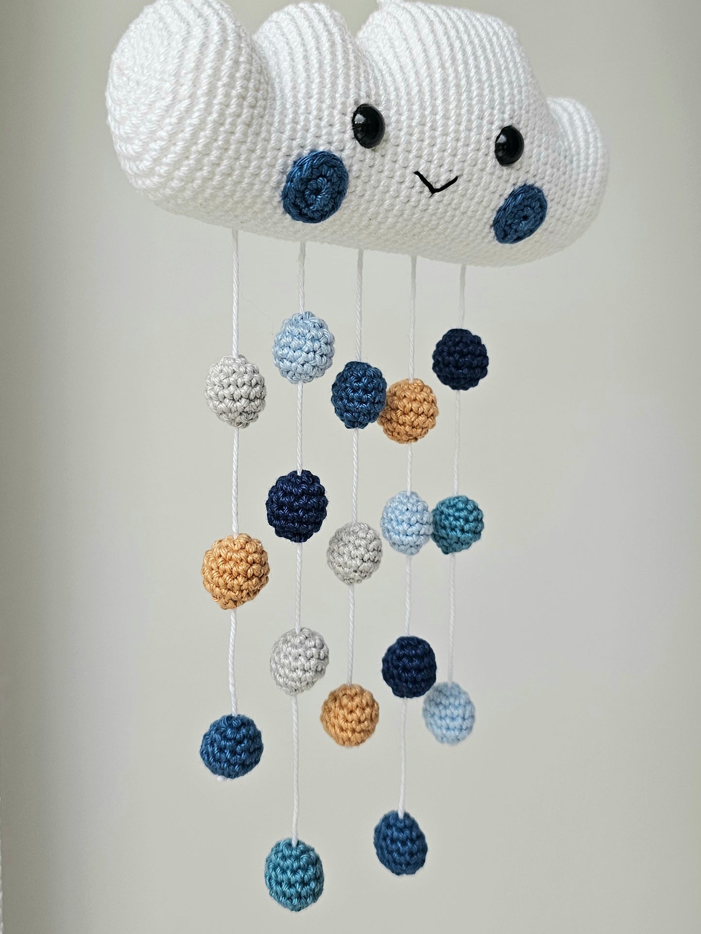 Baby Mobile Häkelwolke blau