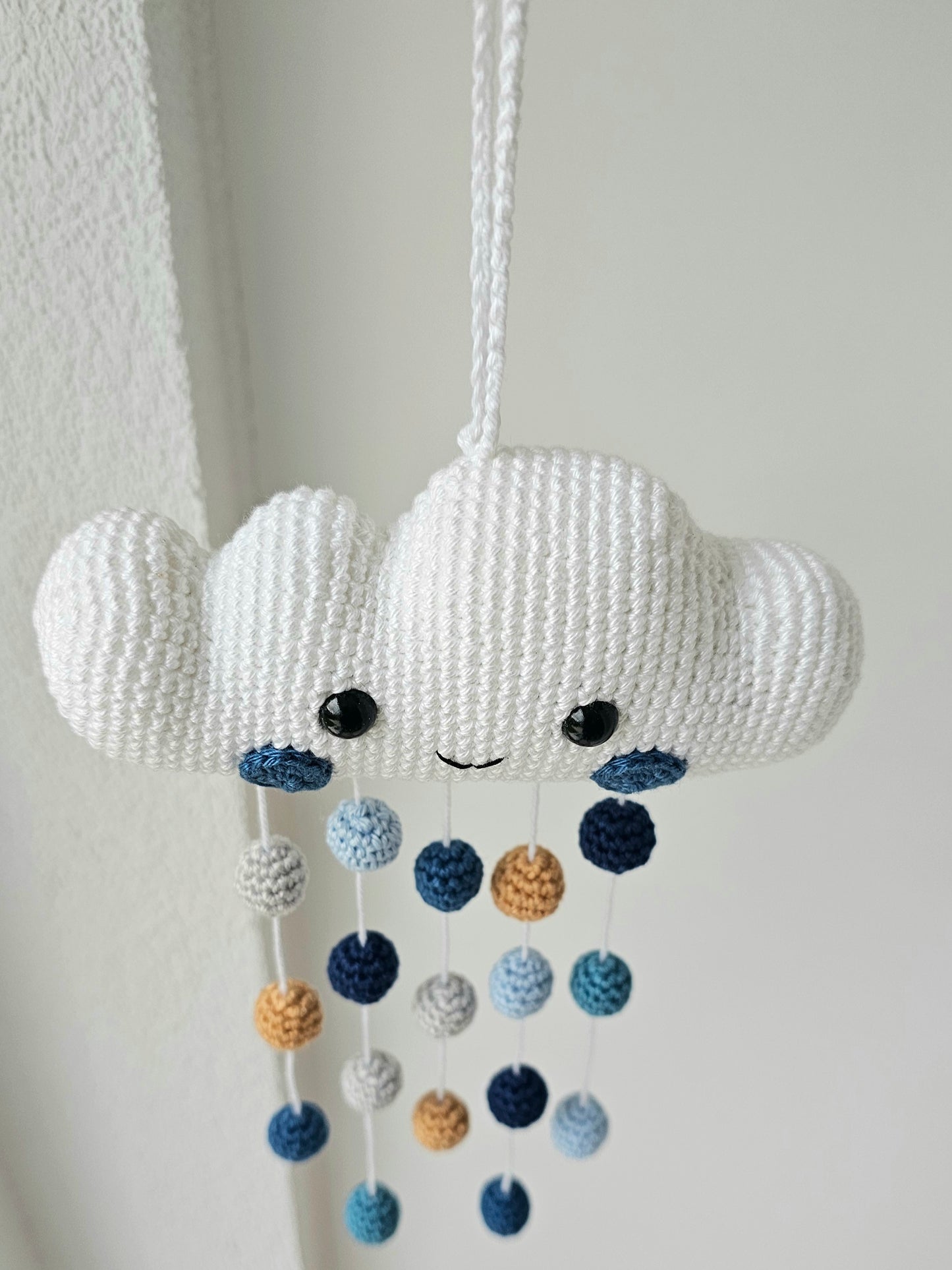 Baby Mobile Häkelwolke blau