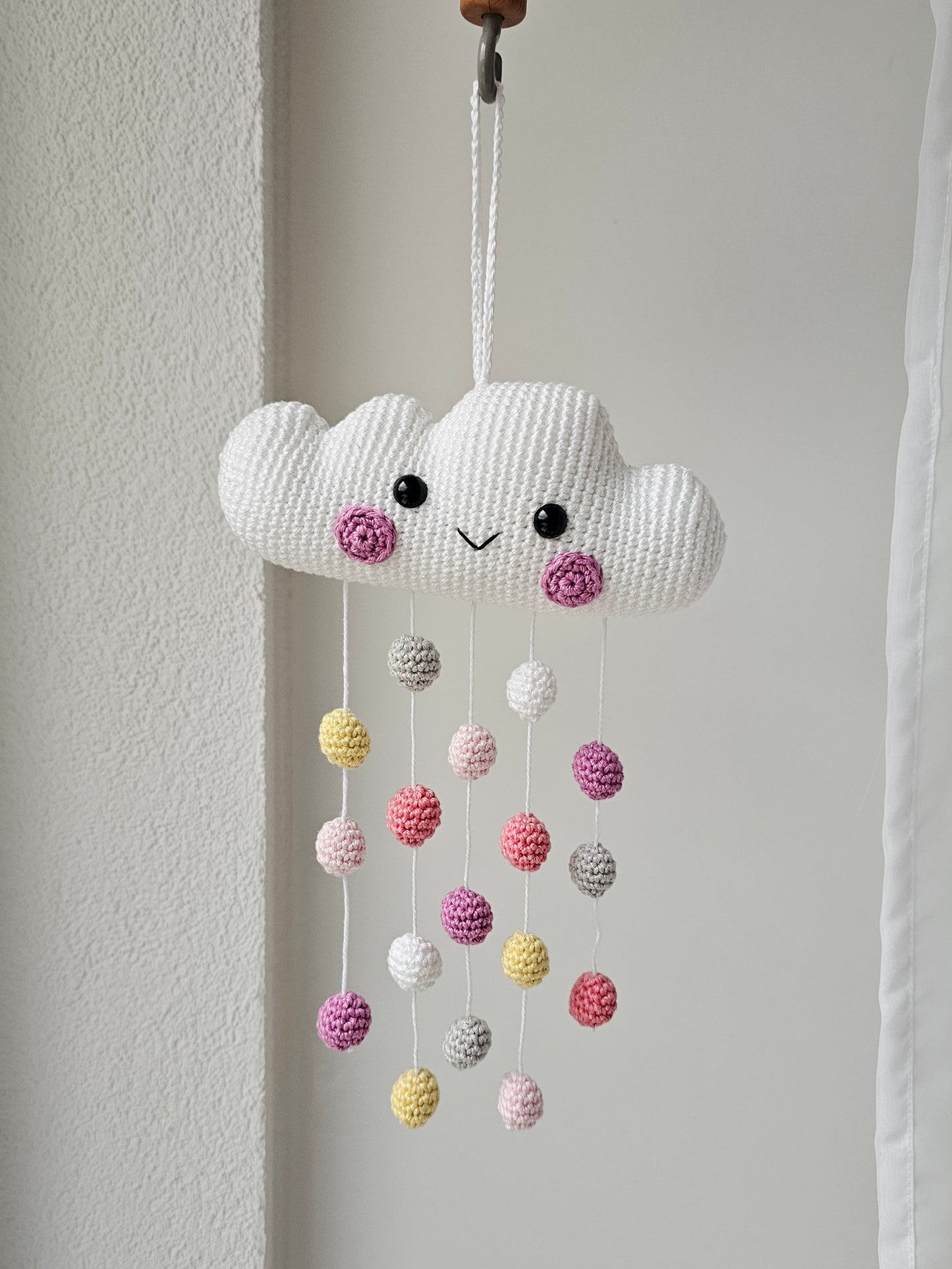 Baby Mobile Häkelwolke rosa