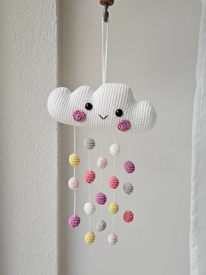 Baby Mobile Häkelwolke rosa