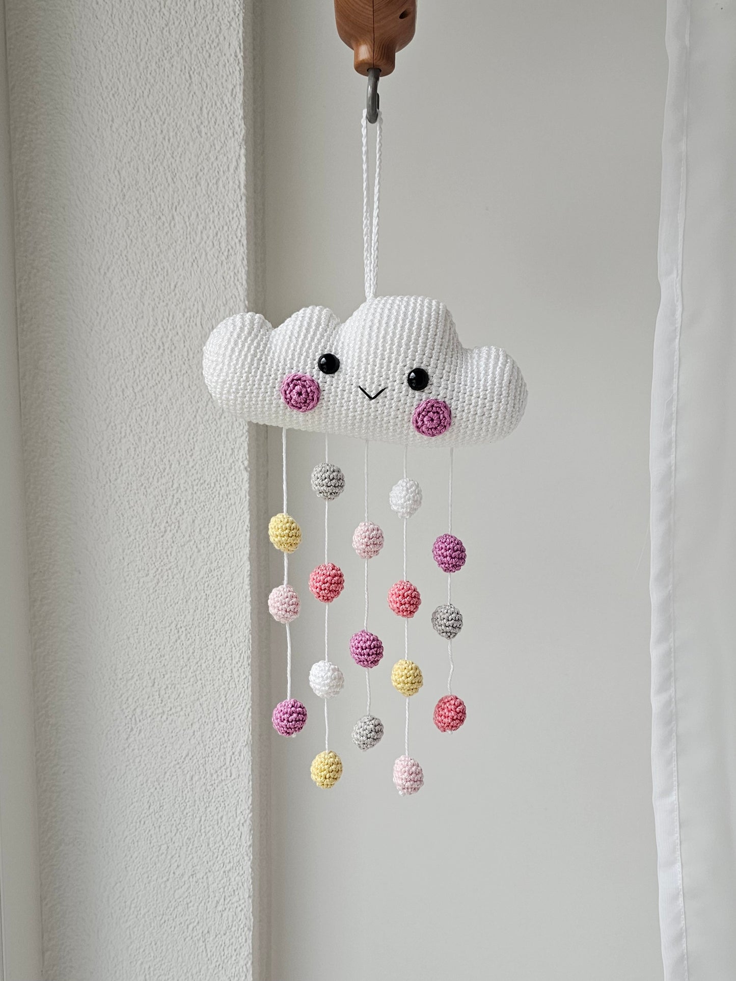 Baby Mobile Häkelwolke rosa