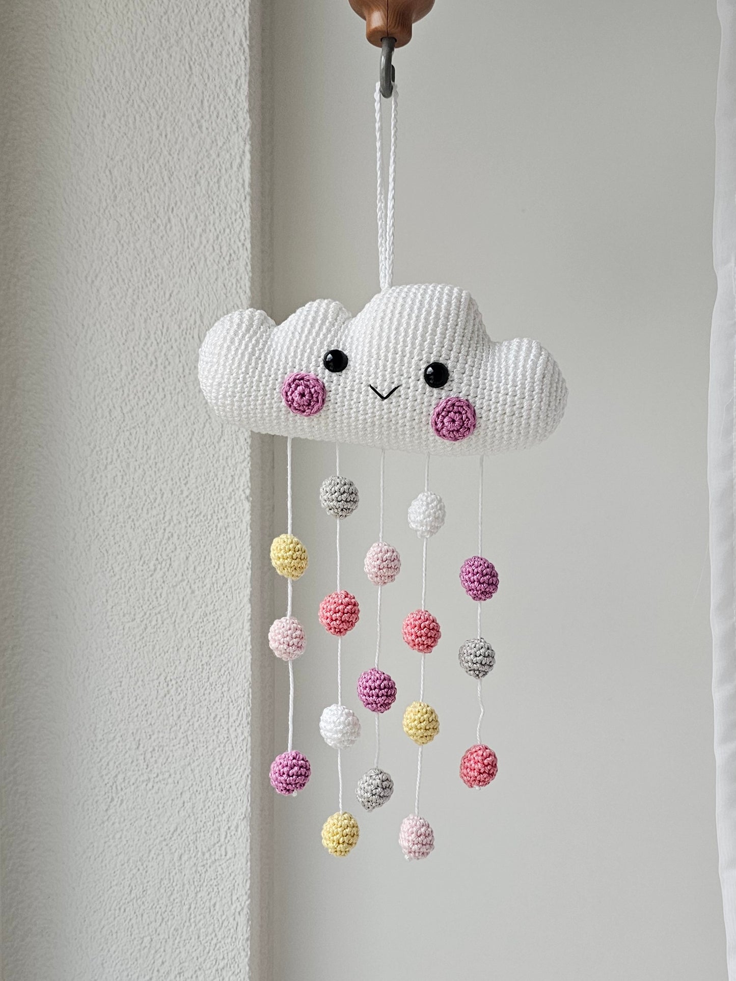 Baby Mobile Häkelwolke rosa
