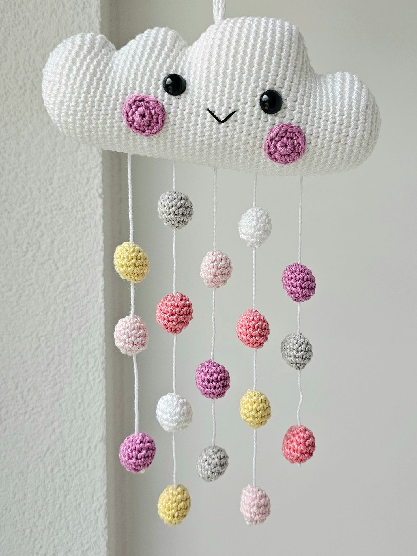 Baby Mobile Häkelwolke rosa