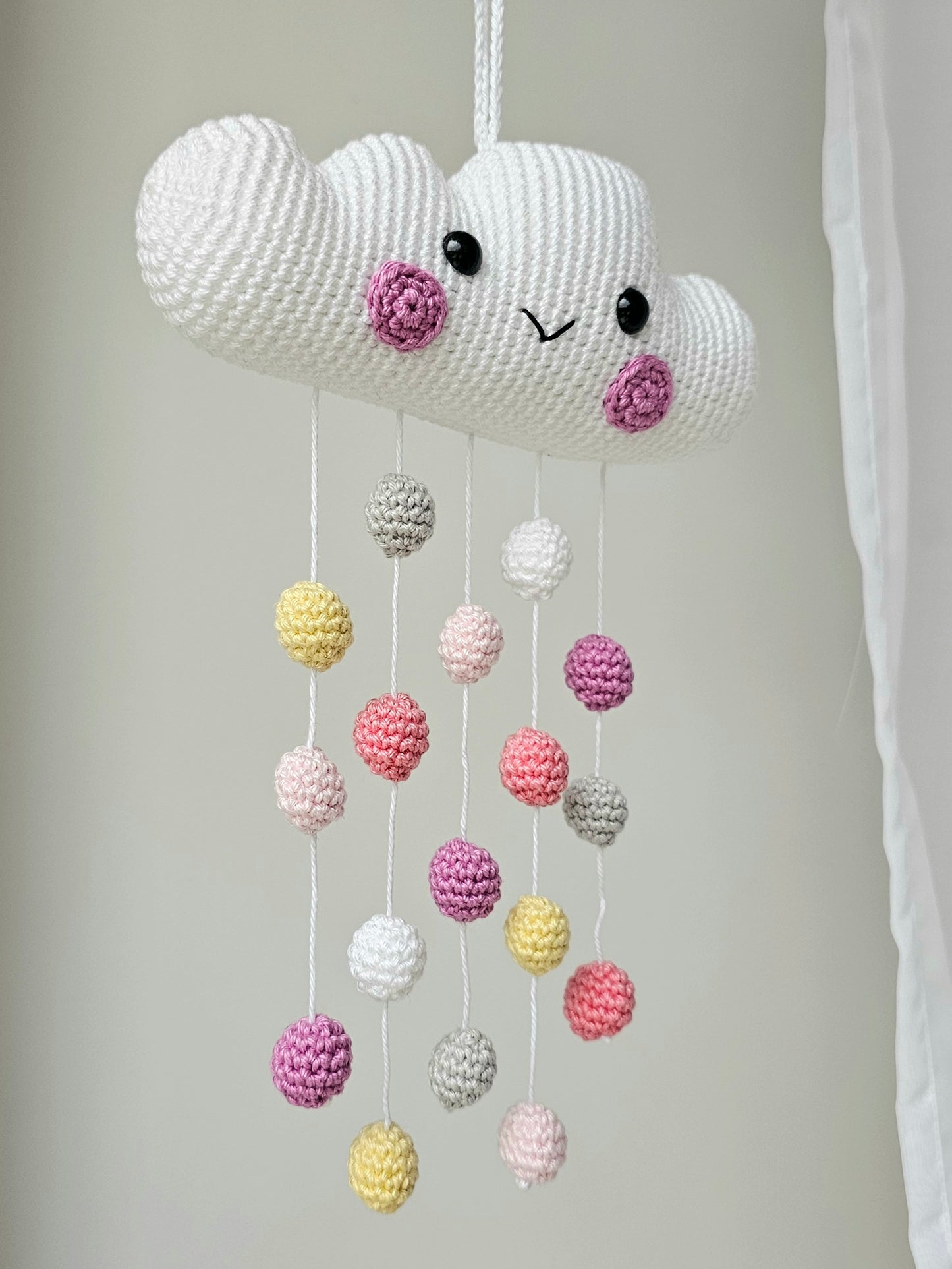 Baby Mobile Häkelwolke rosa