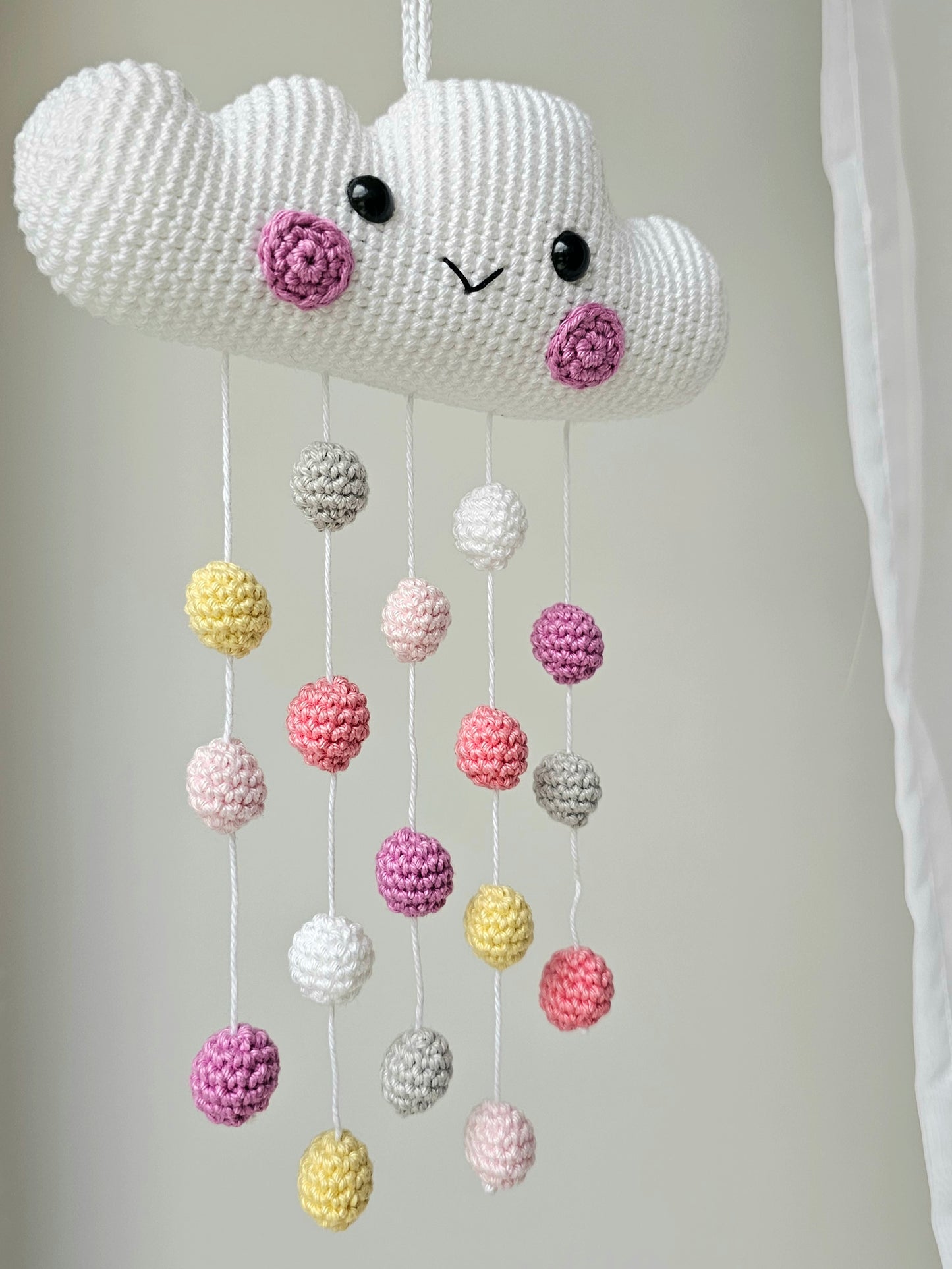 Baby Mobile Häkelwolke rosa