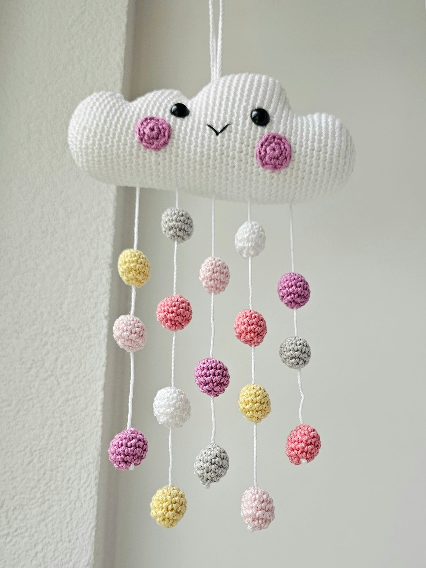 Baby Mobile Häkelwolke rosa