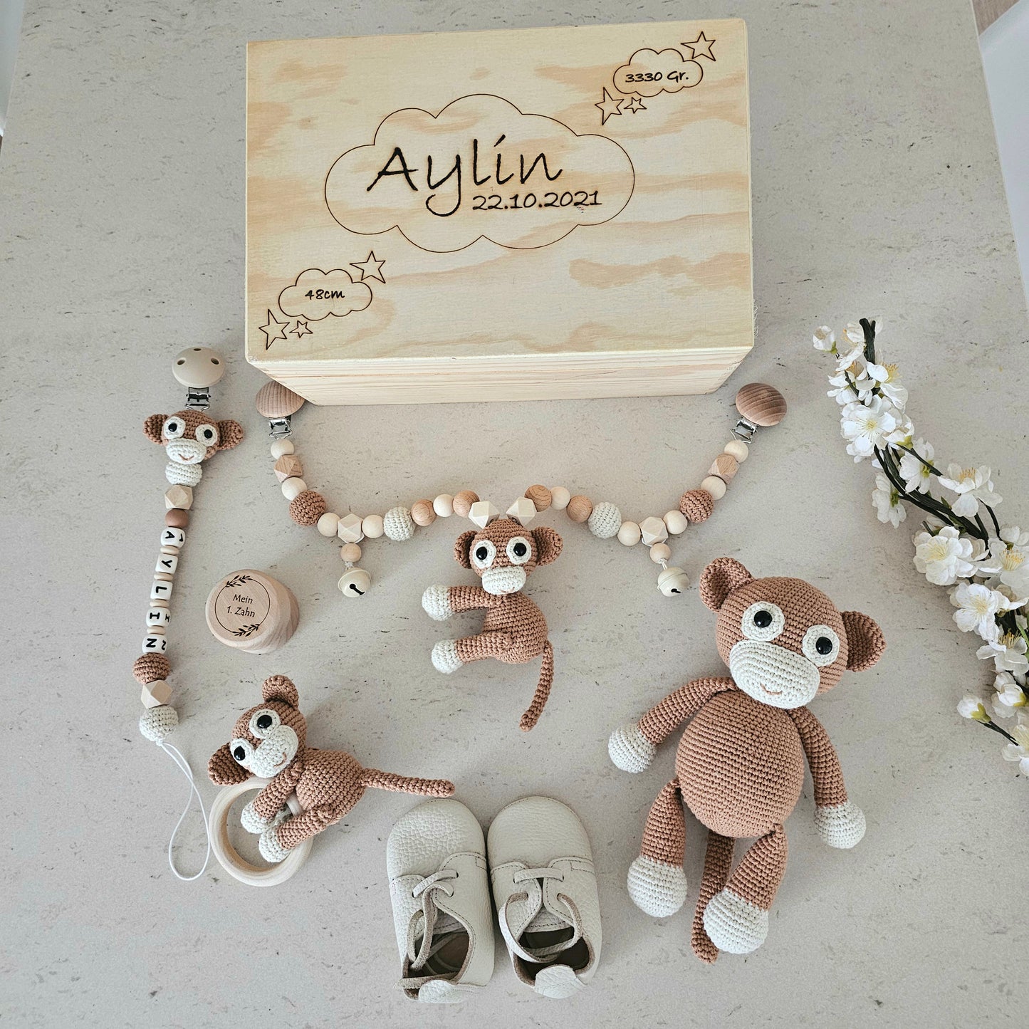 Ultra Set Äffchen mit Erinnerungsbox personalisiert