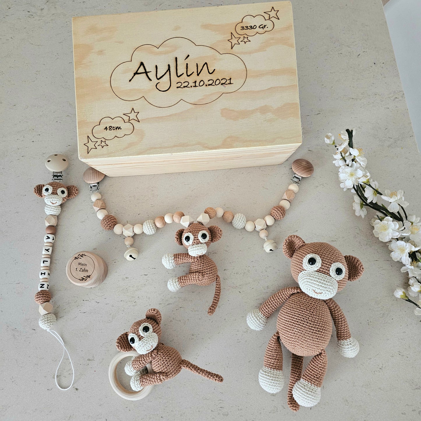 Ultra Set Äffchen mit Erinnerungsbox personalisiert