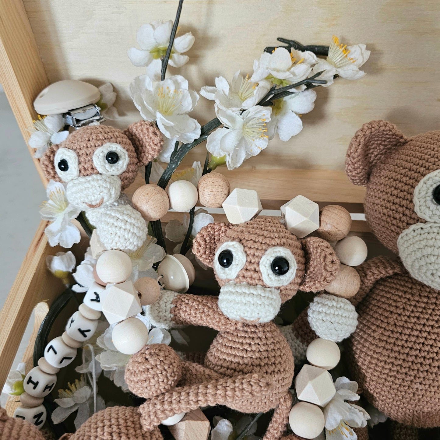 Erinnerungsbox personalisiert mit XXL Set Crochet Liebe Äffchen