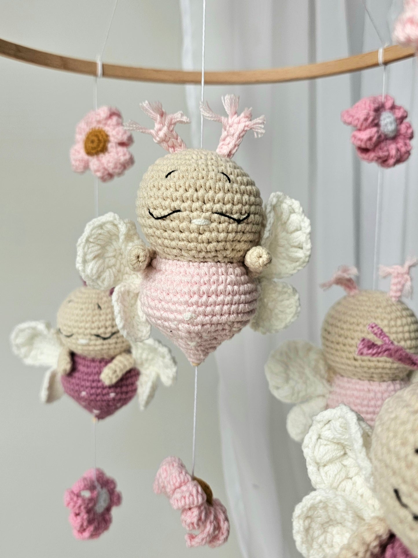 Baby Mobile Schmetterling Blumen Traum rosa