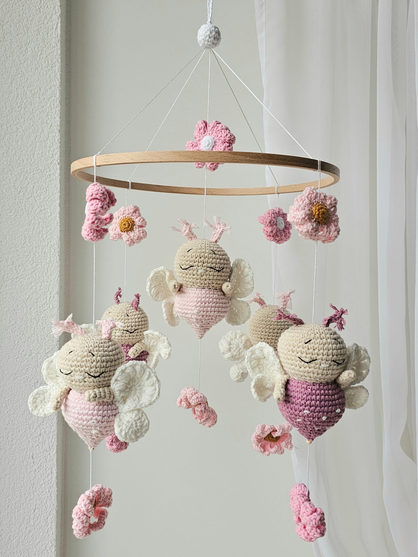 Baby Mobile Schmetterling Blumen Traum rosa