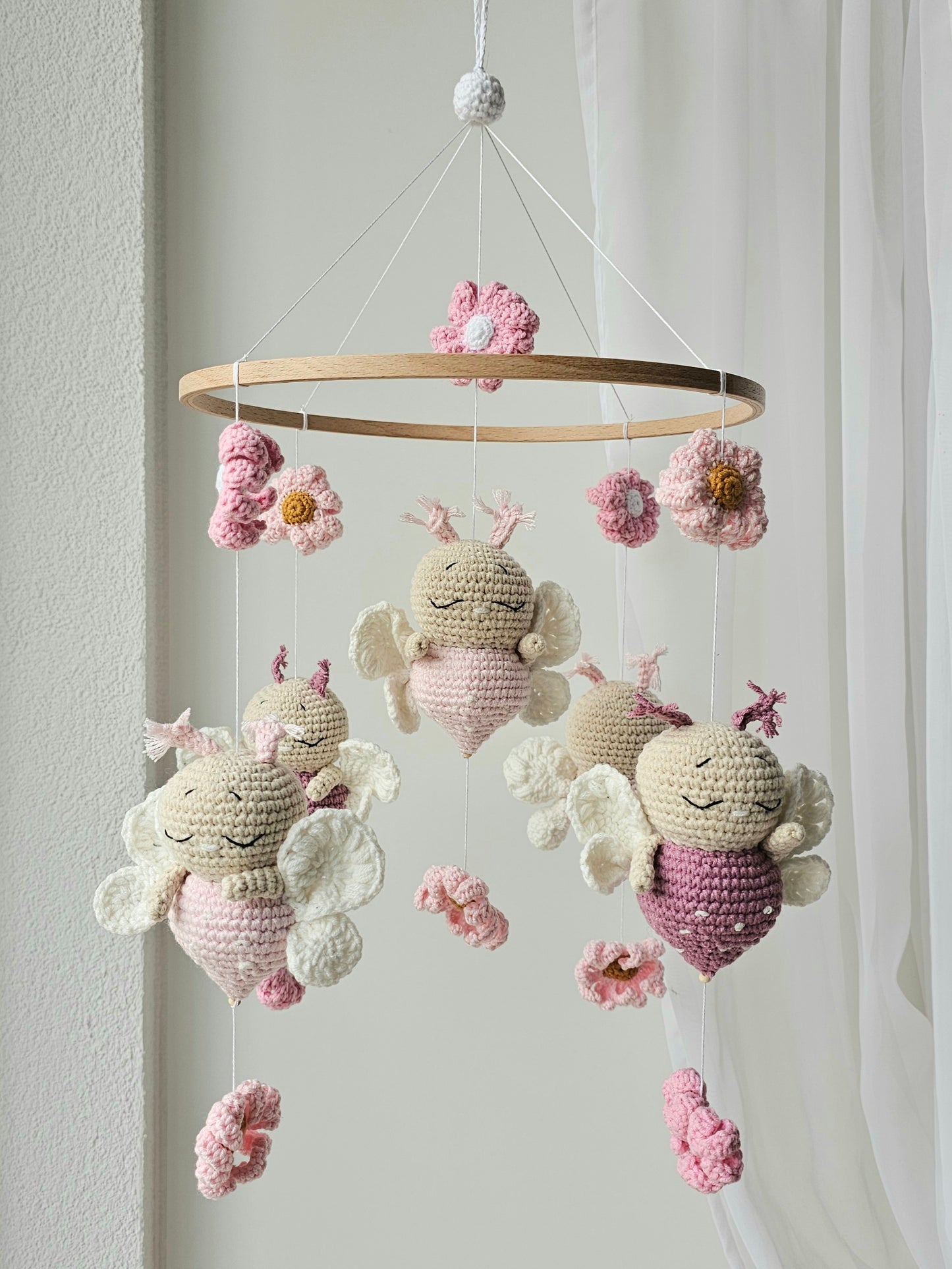 Baby Mobile Schmetterling Blumen Traum rosa