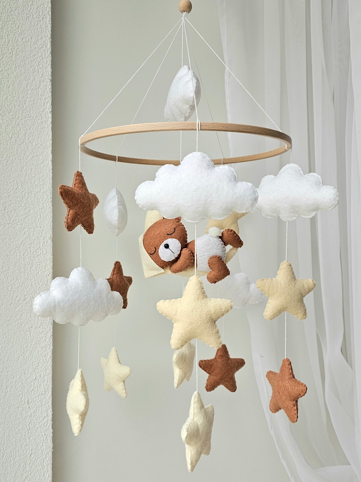 Baby Mobile Bärchen mit Mütze hellgelb