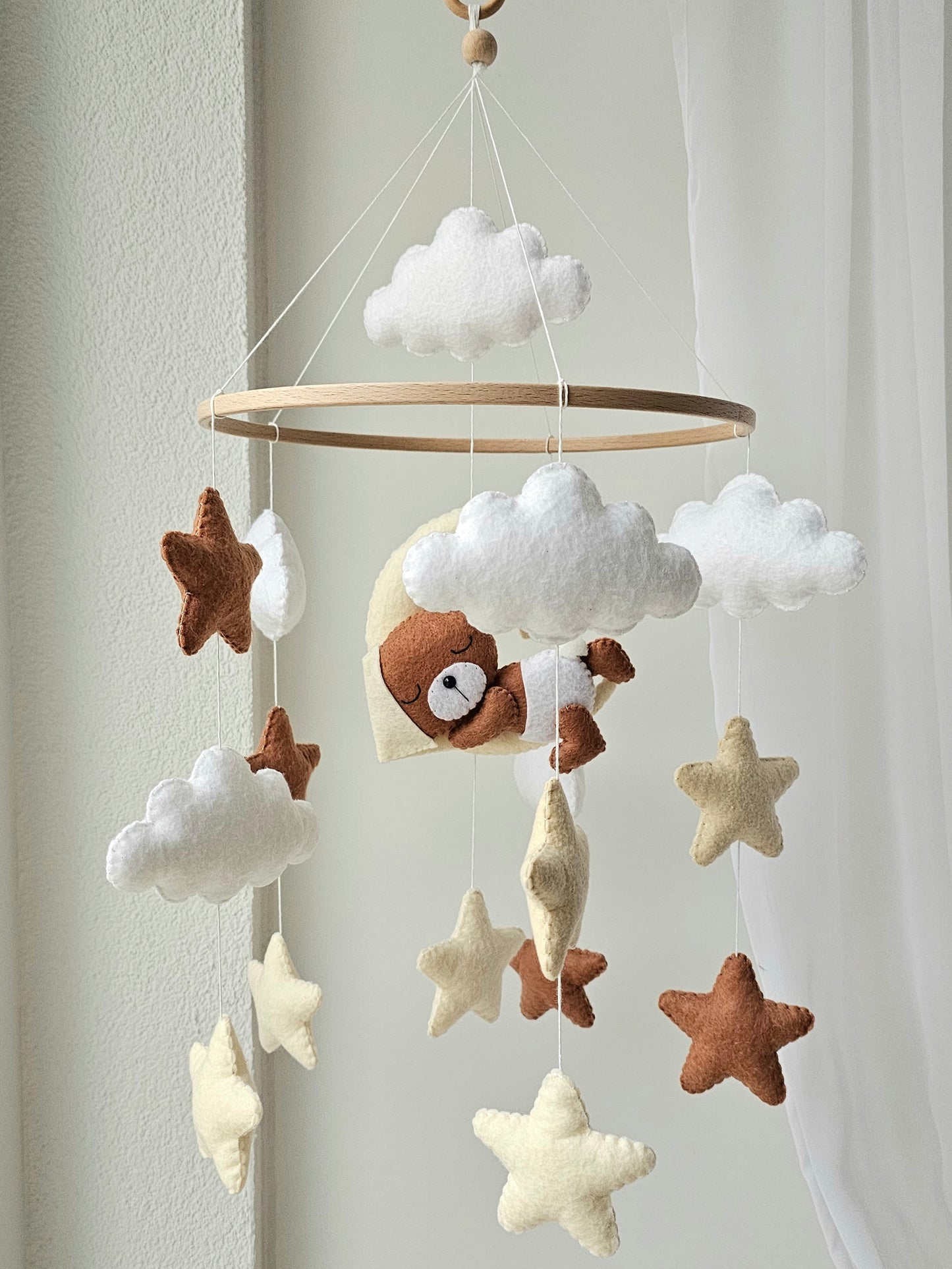 Baby Mobile Bärchen mit Mütze hellgelb