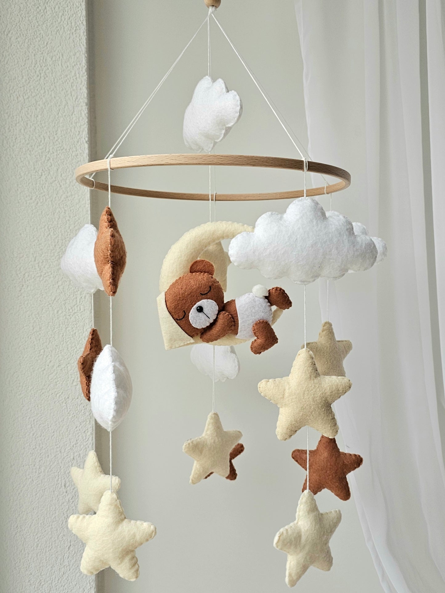 Baby Mobile Bärchen mit Mütze hellgelb