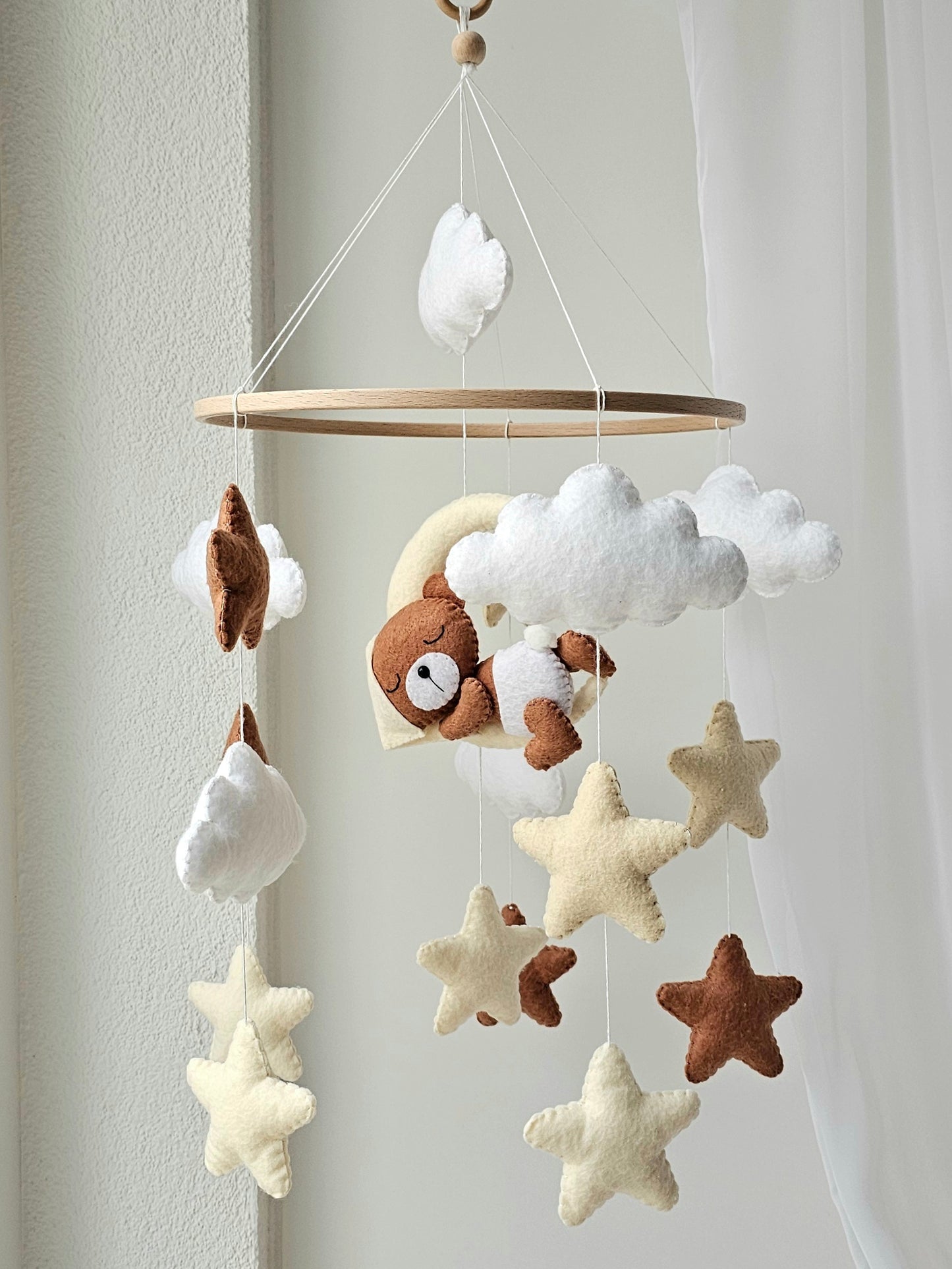 Baby Mobile Bärchen mit Mütze hellgelb