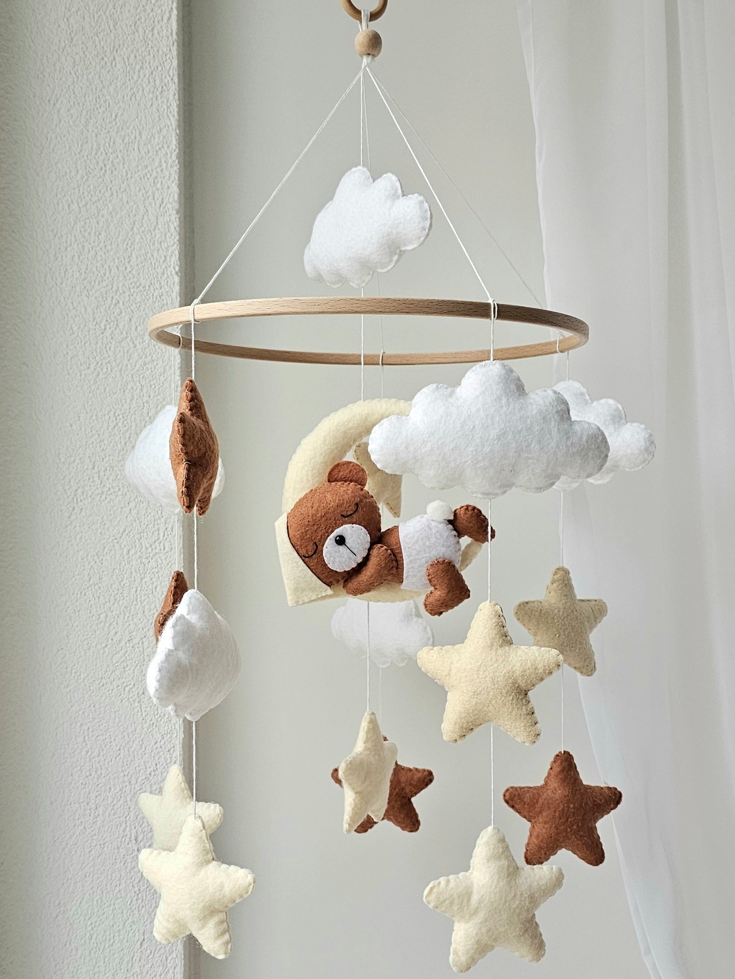 Baby Mobile Bärchen mit Mütze hellgelb