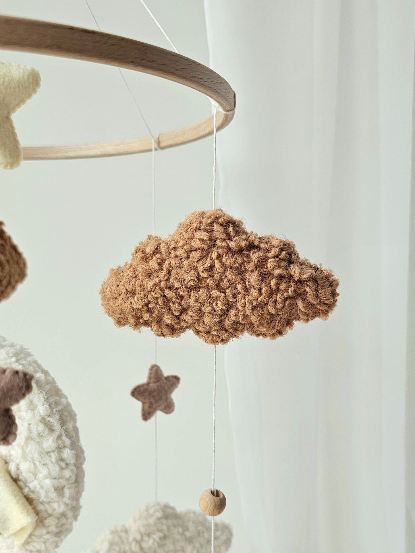 Baby Mobile Pouffy Bärchen crème/hellbraun