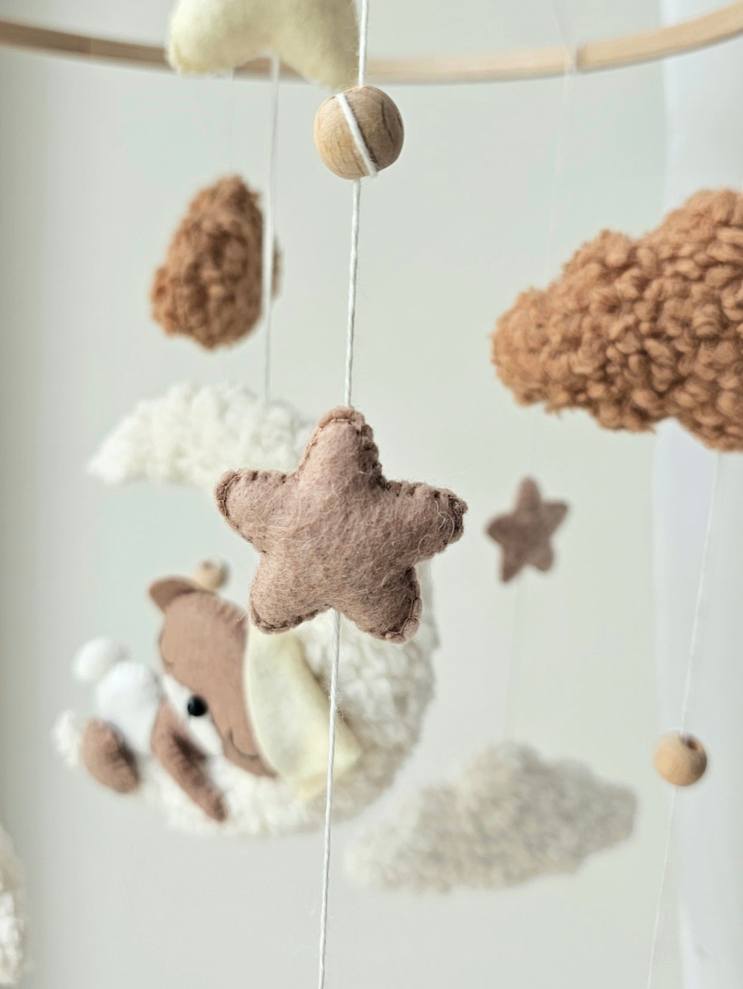 Baby Mobile Pouffy Bärchen crème/hellbraun