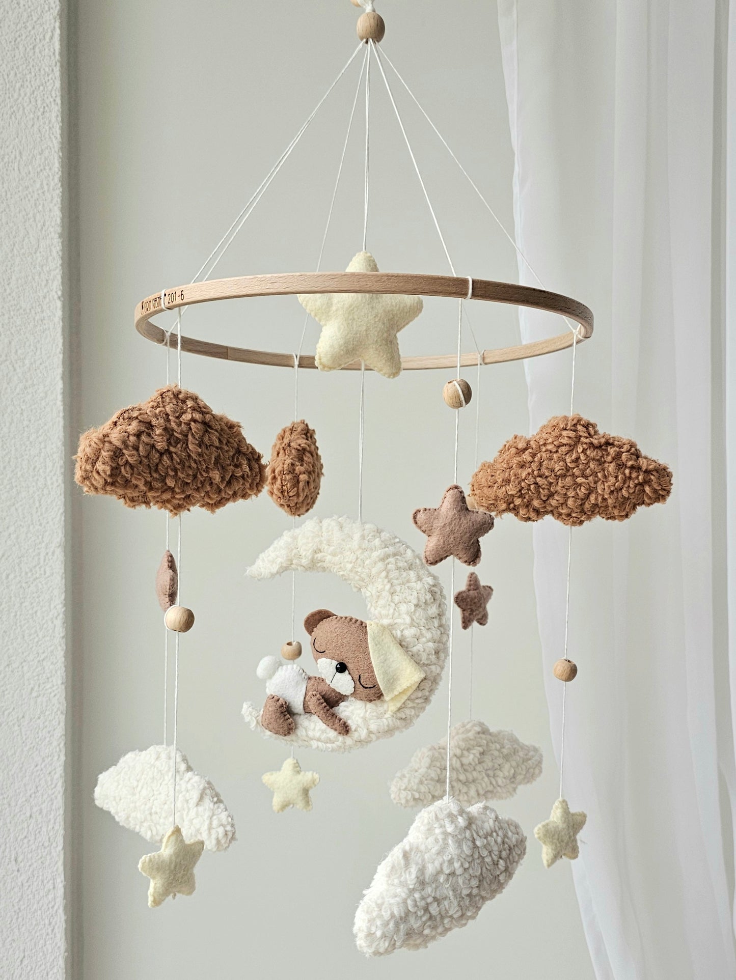 Baby Mobile Pouffy Bärchen crème/hellbraun