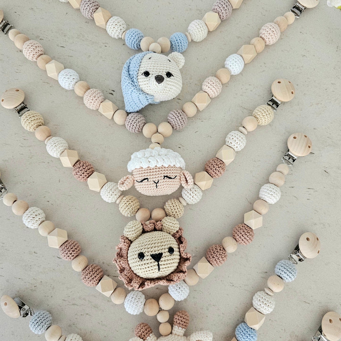 Kinderwagenkette Basic kleines Schaf weiss/beige