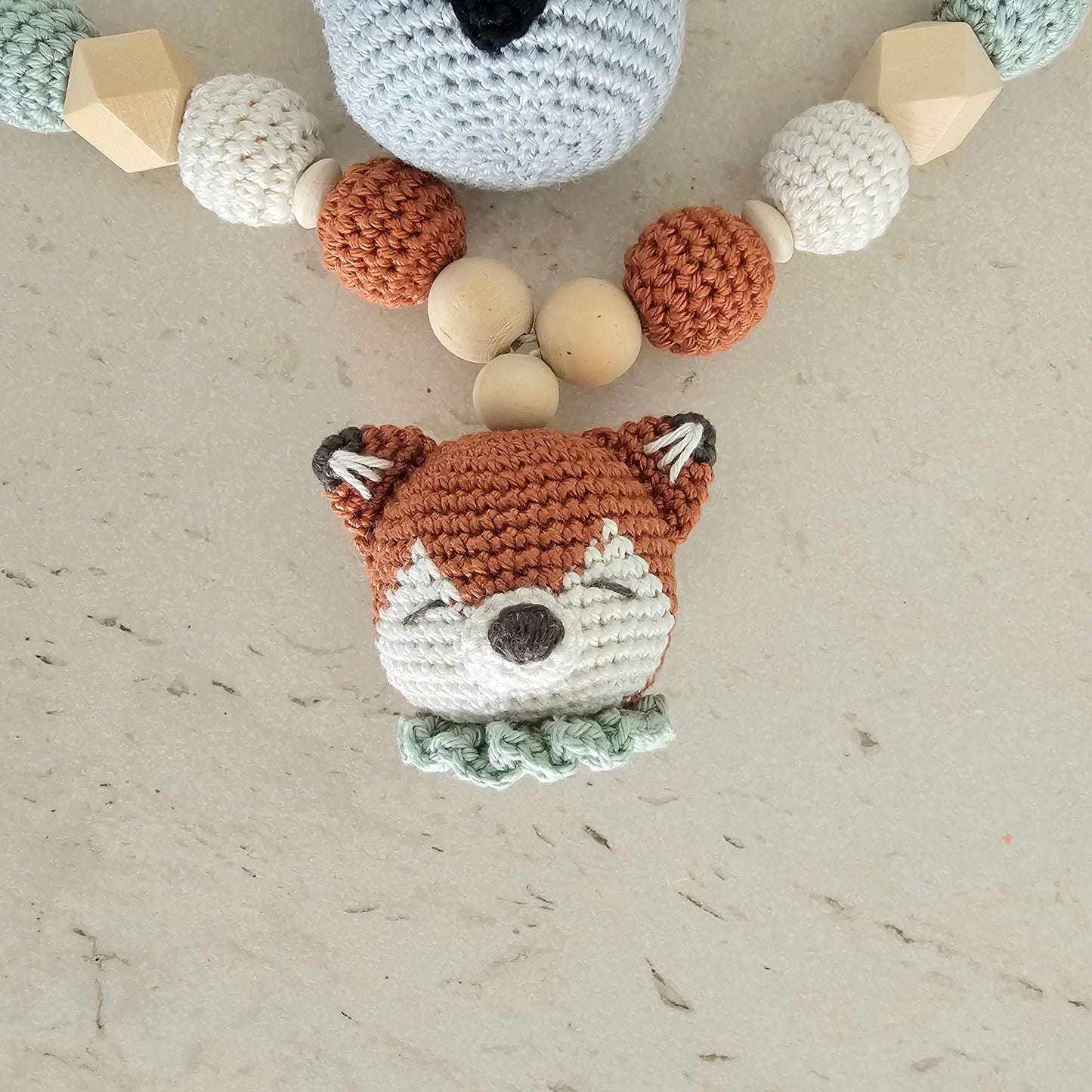 Kinderwagenkette Basic Fuchs rost, weiss, türkis