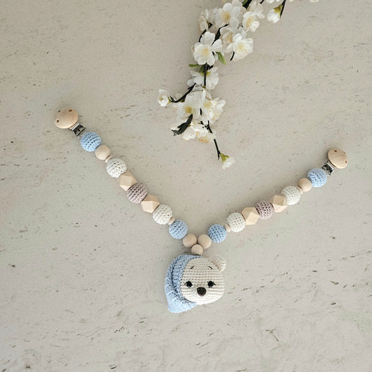 Kinderwagenkette Basic Bärchen blau/weiss