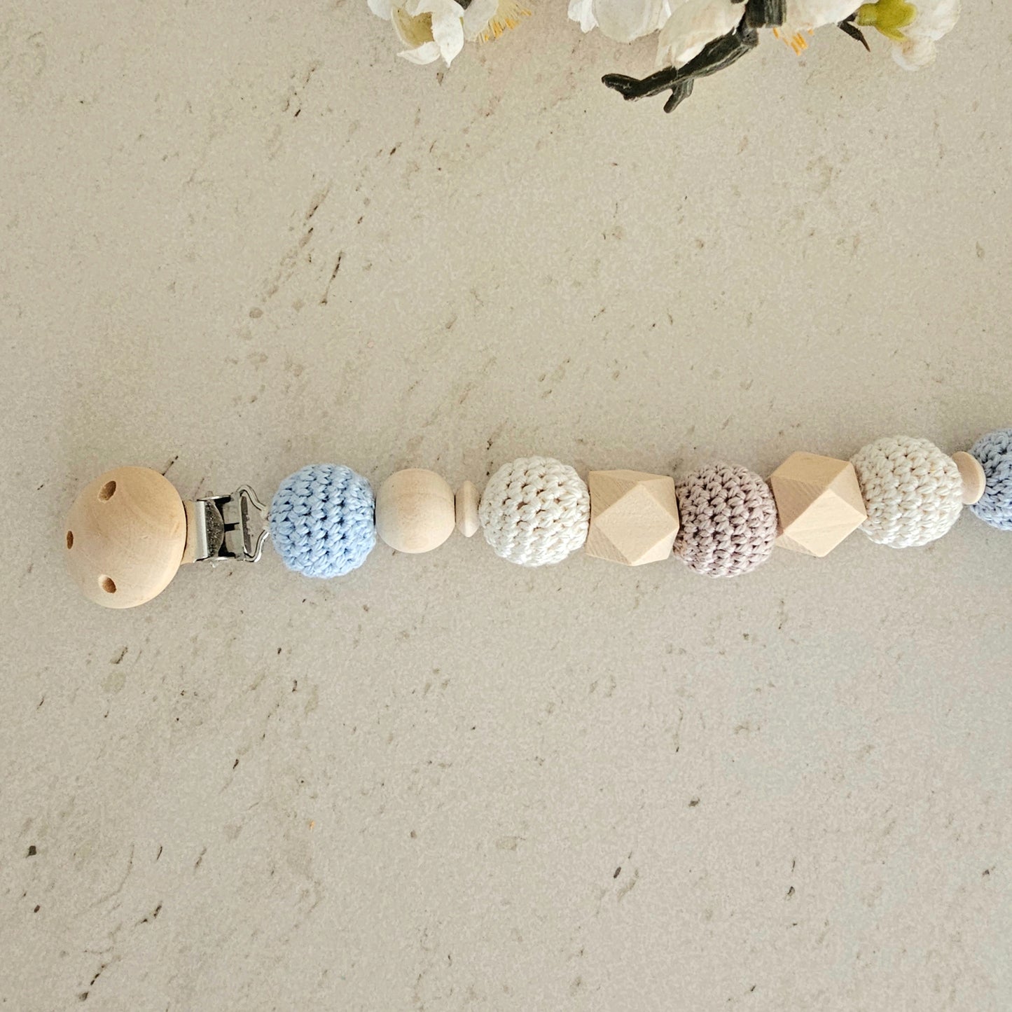 Kinderwagenkette Basic Bärchen blau/weiss