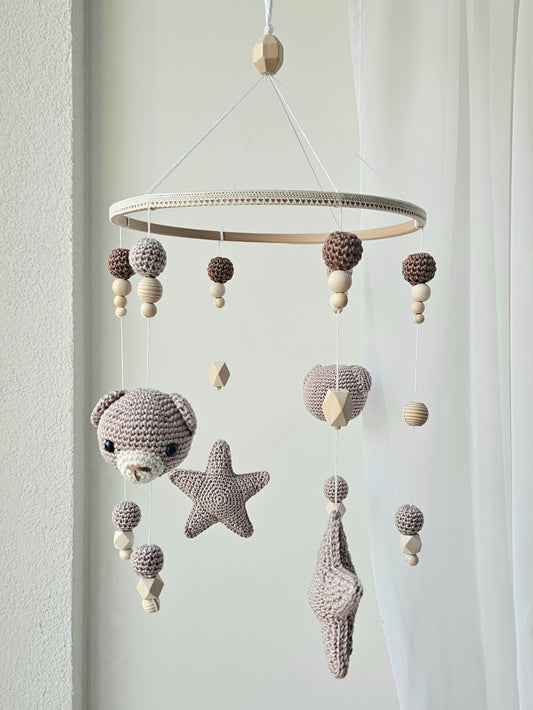 Baby Mobile Häkelliebe Bärchen beige