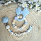 2er Set Schnullerkette und Beissring Mickey babyblau